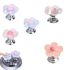 5PCS Multicolour Cute Flower Shaped Toilet Buttons，Toilet Button Pusher for N...
