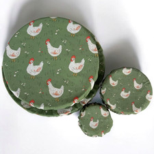 Sourdough Reusable Cotton Jar Bowl Covers Pack of 4 Food Storage Kit Kitchen