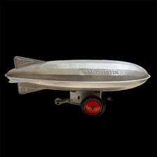 Vintage Graf Zeppelin Metal Toy Airship Blimp Windup Wheels Propeller Display