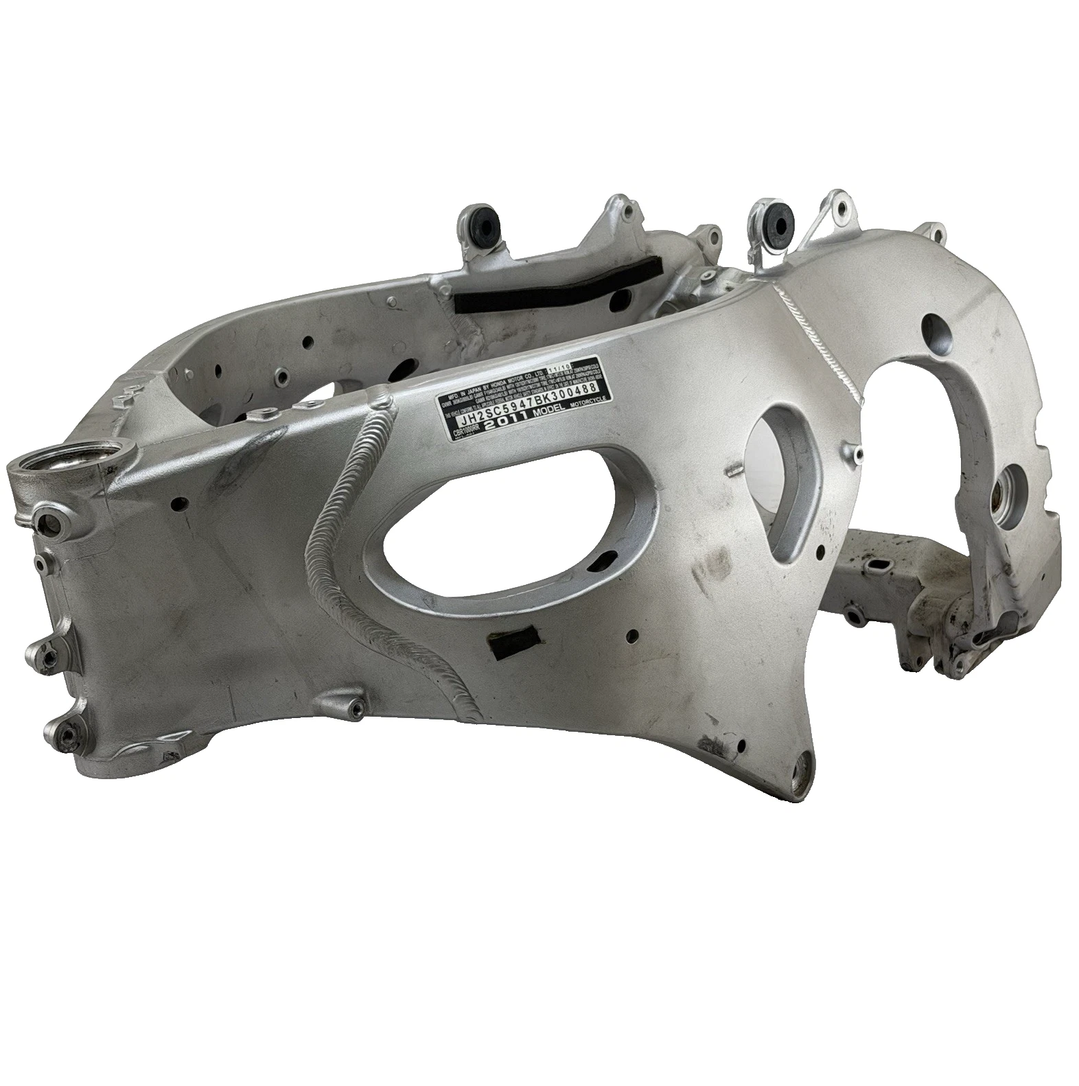2008 - 2011 HONDA CBR1000RR FRAME CHASSIS CHASSY ENGINE MOUNT SILVER STRAIGHT