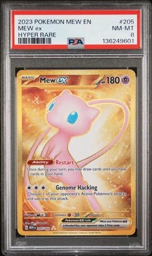 2023 POKEMON MEW EN-151 HYPER RARE #205 MEW EX PSA 8