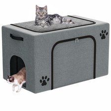 Cat Litter Box Enclosure with Cat Bed; Hidden Enclosure Litter Tray in Living...
