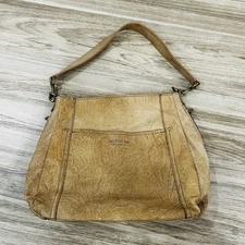 American Leather Co. Austin convertible leather shoulder bag in a tan/cafe latte