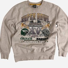 Vintage NFL Team 1981 Super Bowl XV Sweatshirt Eagles/Raiders Crew Men's Small