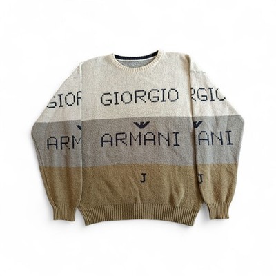 Giorgio Armani Vintage 1990s Archive Eagle Logo Alpaka Fischer Pullover M-L