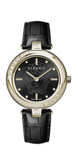 Versace Watch New Lady Quartz Black Dial Gold Steel 38mm Black Leather WR