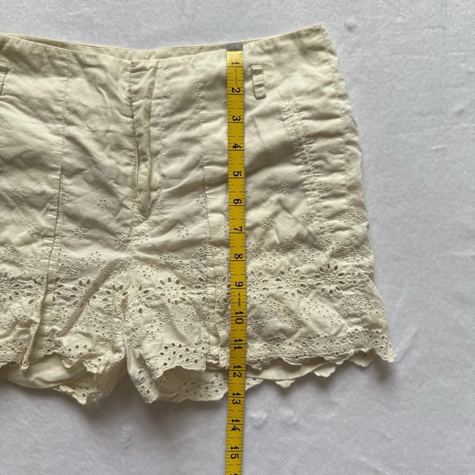 Pantalones Cortos Rag & Bone Marfil 0 Encaje Ojales Algodón Playa EE. UU. Preppy Tapete Cinturón Lazos Foto 4 de 4