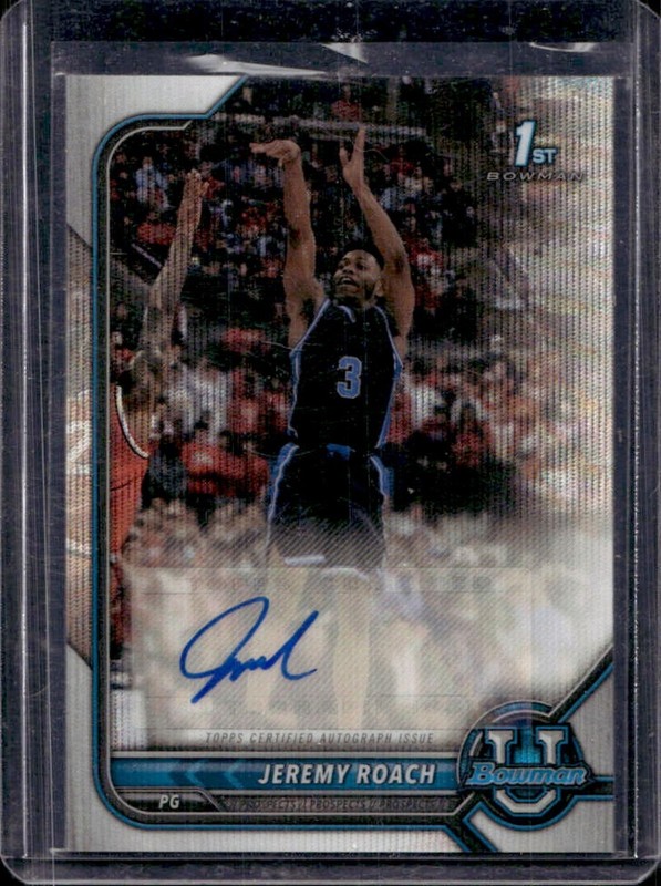 2021-22 Bowman Chrome University Jeremy Roach Prospect Auto Wave Refractor #/199