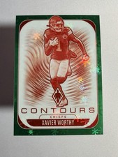 2025 Panini Phoenix - Xavier Worthy #16 - Winter Green Contours /75 - Chiefs