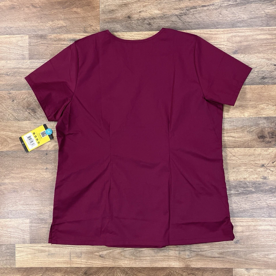 Wonderwink Scrub Top Womens Large Red Pocket V Neck Shirt Medical NEW - Image 4 of 4