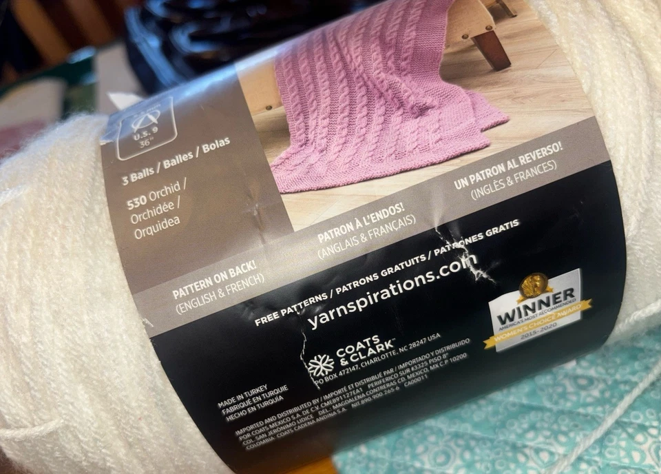 Lote de hilo Red Heart Super Saver blanco suave 14 oz 744 yardas X 3 y gancho todo Foto 4 de 4