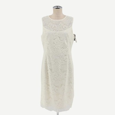 WHBM Paisley Lace Dress Womens Size 10 Ivory Sleeveless Sheath Crochet  Office | eBay