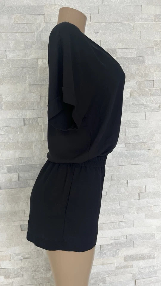 BCBG MAXAZRIA Jumpsuit Shorts Women Black Vneck Size S. - Image 3 of 4