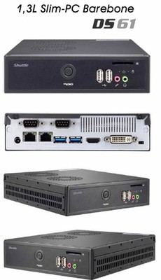 Industrie Rechner 24/7 Shuttle DS61 ( Mini-PC ) 8GB, 120GB SSD, Intel I3