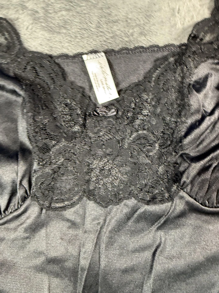 Lane Bryant Intimates Lingerie Slip Nightgown Womens Large Black Satin Lace Trim - Image 3 of 4