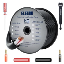 Elecan 14/2 Outdoor Speaker Wire Cable 50 Ft 14 Gauge AWG with Tool Kits-Direct