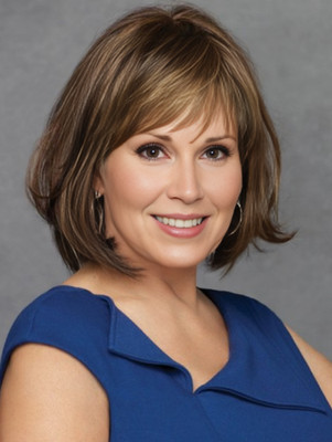 Short Straight Bob Hairstyle Brown Mix  Synthetic Hair Wig Women Soft With Bangs