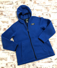 LL Bean Mountain Classic Fleece Hooded Jacket Blue Full Zip Kids Youth L 14-16