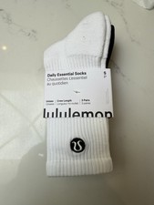 Lululemon Daily Essential Socks 3 Pack - White/Blue/Green - SMALL - RRP £35