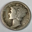 1921-D Mercury Dime 10C Very Low Mintage: Only 1,080,000 90% Silver Liberty Head