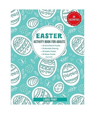 Easter Activity Book for Adults: 24 of Word Search Puzzles - Mandala Coloring - 