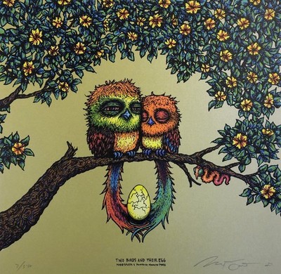 Two Birds and Their Egg - 12x12  Art Print Poster