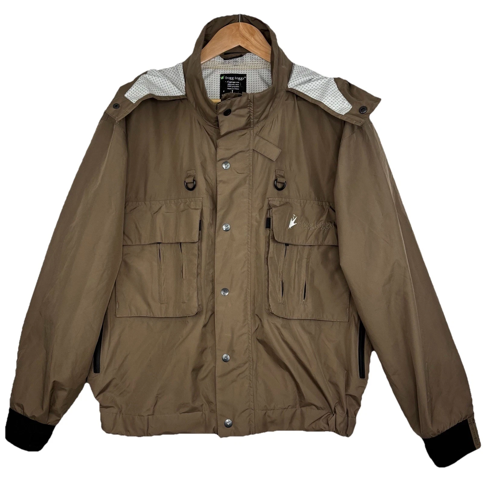 Frogg Toggs Hellbender Fishing Jacket Mens L Waterproof Taped Seams Hood Shell