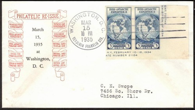 #ad #ad FDC 768a 1935 3c Byrd Farley Philatelic Reissue Beverly Hills Gutter Corner $20.00