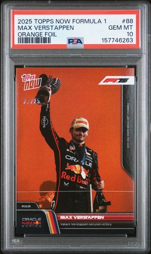 2025 Topps Now Formula 1 - Max Verstappen #88 Orange Foil /25 PSA 10 GEM MT