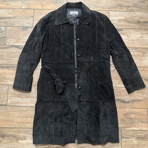 Vtg Originaux Pablo Leather Long Jacket Women's 14 80's Retro Black