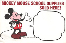 1970s MICKEY MOUSE SCHOOL SUPPLIES SOLD HERE! Walt Disney Productions shop flyer