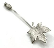 Designer JMF Sterling Silver Rhodium Plated Maple Leaf Lapel Hat Pin