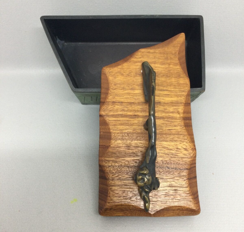 VHTF Mid Century Chris & Pat Shatsby Signed Bronze Wood Box MCM Greek Classical - Picture 8 of 9