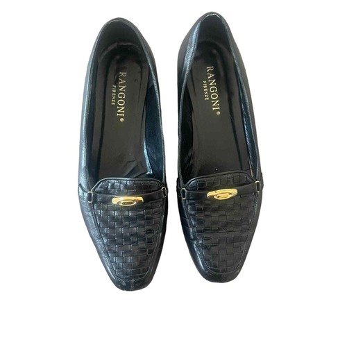 Rangoni Firenze Black Loafers with Gold Tone Hardware Embellishment  - Picture 5 of 16