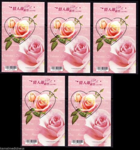 Taiwan 2012 MNH SS lot, Odd Unusual Love Shape Rose fragrance Scented Flowers   - Afbeelding 1 van 1