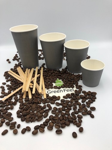 TAZAS DE PAPEL CAFÉ TÉ FIESTA GRIS 50 x 8 oz 12 oz tapas desechables bebidas frías calientes - Imagen 12 de 23