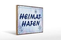 Holzschild Spruch 30X40 Cm Heimathafen Blaues Deko Schild