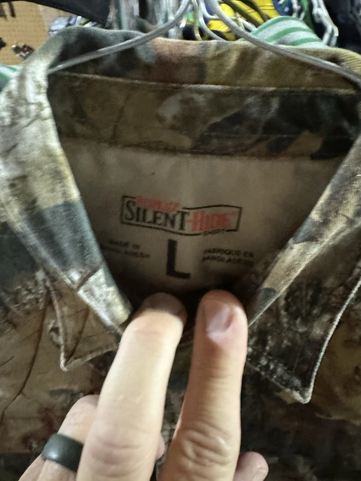 Redhead Silent-Hide Shirt Youth Size L Green Mossy Oak Camouflage Button Up - Image 4 of 4