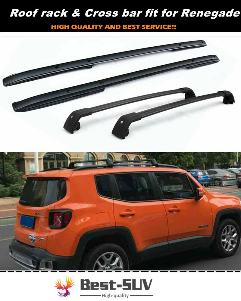 4Pcs Fit for Jeep Renegade 2015-2021 Aluminum Cross Bar Crossbars Roof Rail Rack