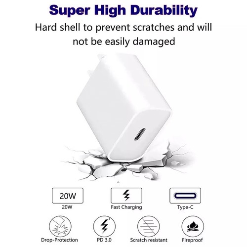 USB-C to USB-C Cable PD 20W Wall Charger Fast Charge for Samsung LG HTC Android - Picture 6 of 11