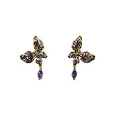 Exquisite Purple Zircon Inlaid Butterfly Earrings Stud Fashion Jewelry Gifts