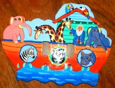 2 Switch Light Cover Noah's Ark Metal Art Colorful Whimsical 6x8.25" New
