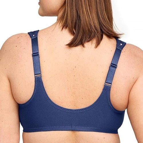 Glamorise Wonderwire Front-closure Underwire Bra Navy Print Size 46B Style 1245 - Picture 2 of 5