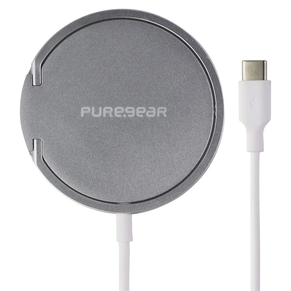 Cargador inalámbrico PureGear 15W magnético rápido (MagSafe) - plateado/blanco (63871PG) Foto 2 de 3