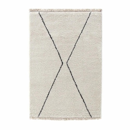La Redoute Luna Fringed Berber Style Rug 200x250 cm Thick Pile Mat Ecru