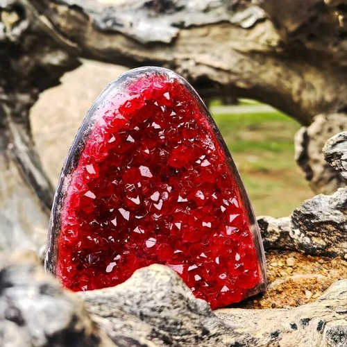 300g+ Large Aura Red Geode Phantom Cluster Mineral Specimen Titanium ...