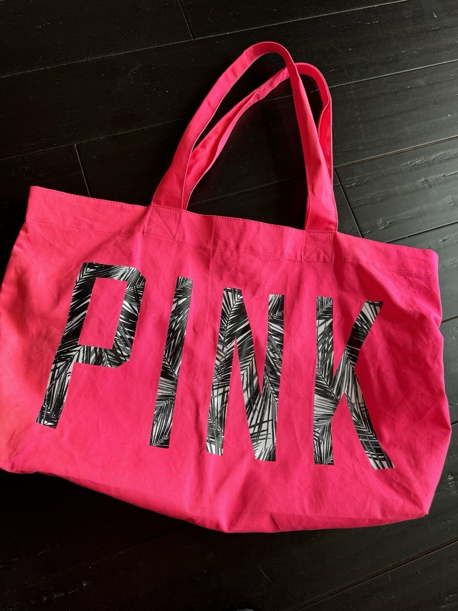 Victorias Secret Pink Beach Bag Palm Trees Tote Purse School  display picture 3