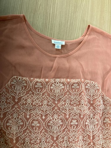 Abito donna Sundance corallo rosa palazzo ricamato manica corta XS midi - Foto 2 di 3