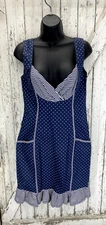 Friday on my Mind  Navy Polka Dots And Ruffle Sleeveless Dress Size M