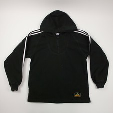 Adidas Hoodie Girls Large Black 1/4 Zip Long Sleeve Embroidered Logo Casual Gym